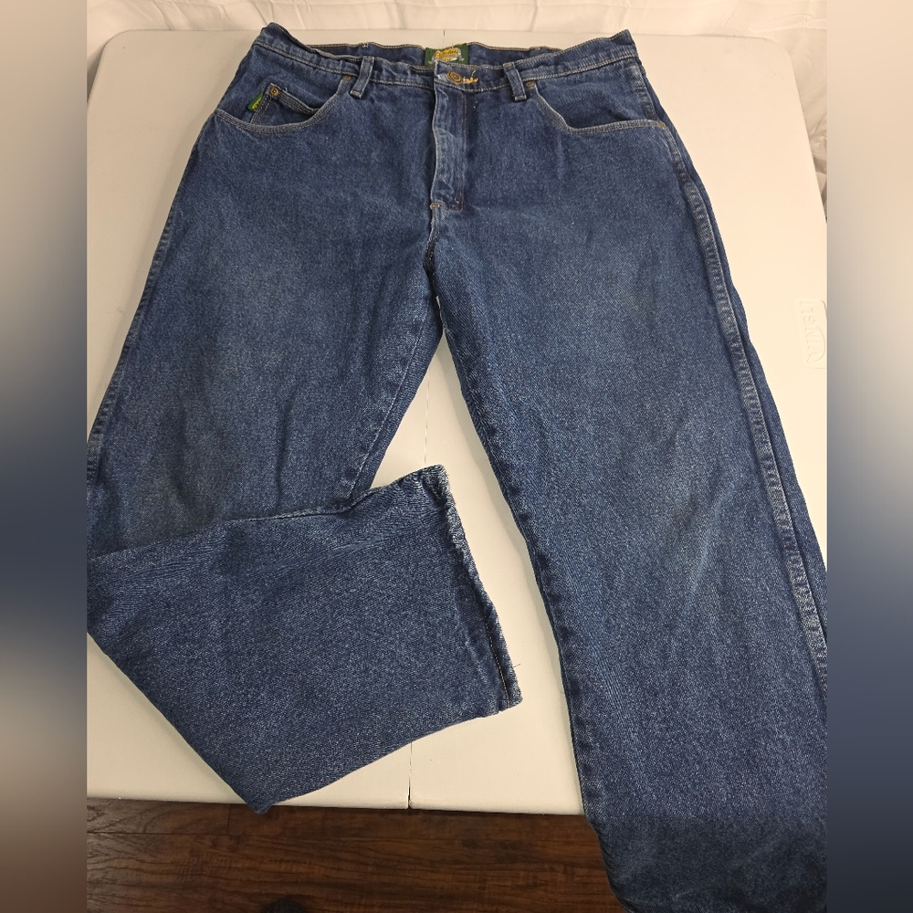Cabela's Outdoor Gear Classic Blue Denim Jeans Fleece Lined Warm Size 36x30 CK